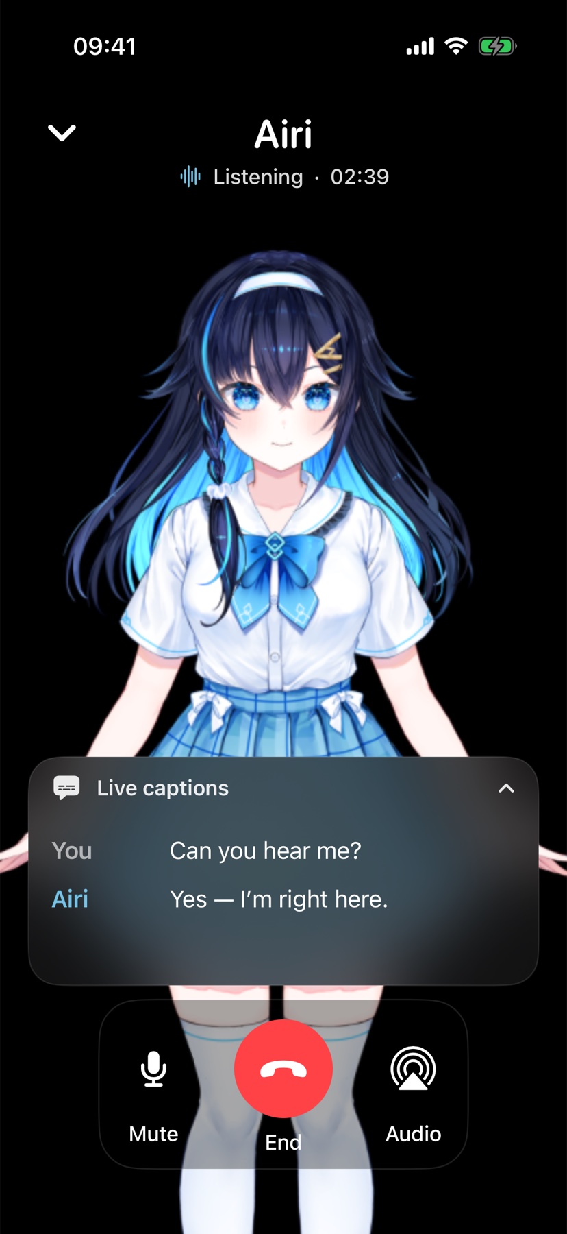 Airi in the Sible iOS app